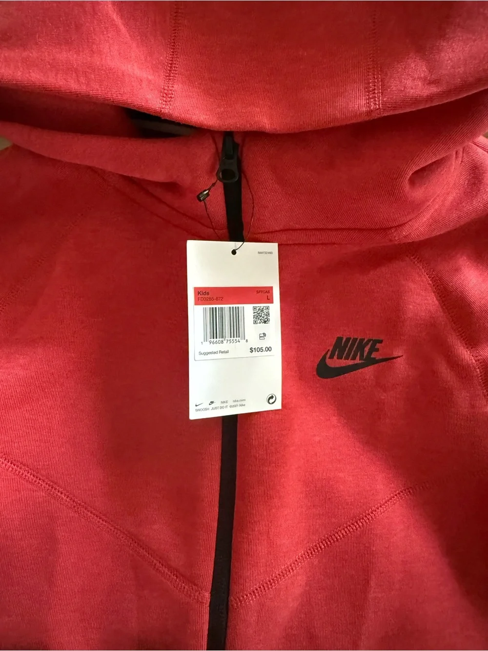 Nike Red Kids Full-Zip Hooded Jacket